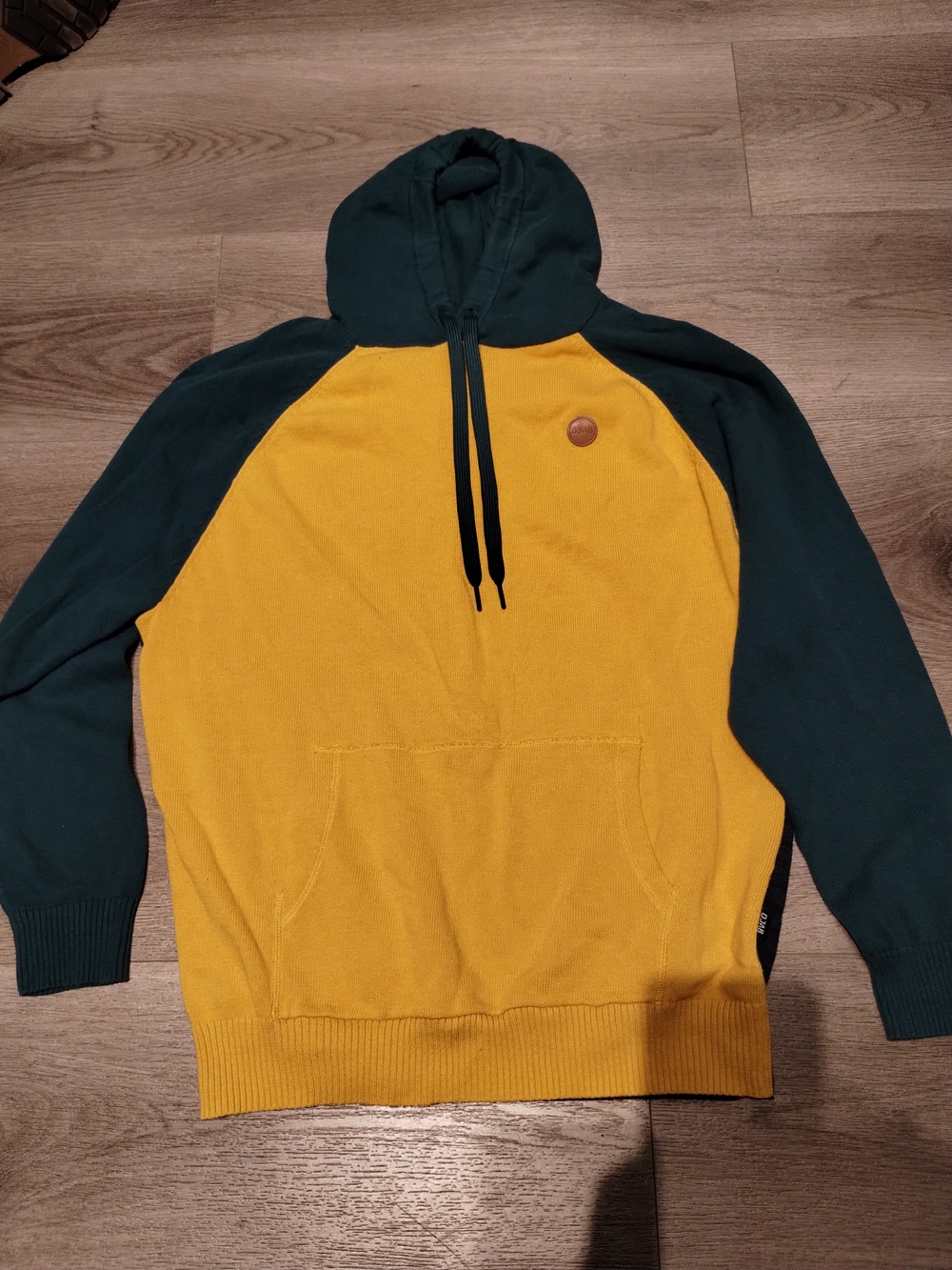 DJAB Men's Two-Tone Hooded Pullover Sweatshirt - Yellow & Dark Green